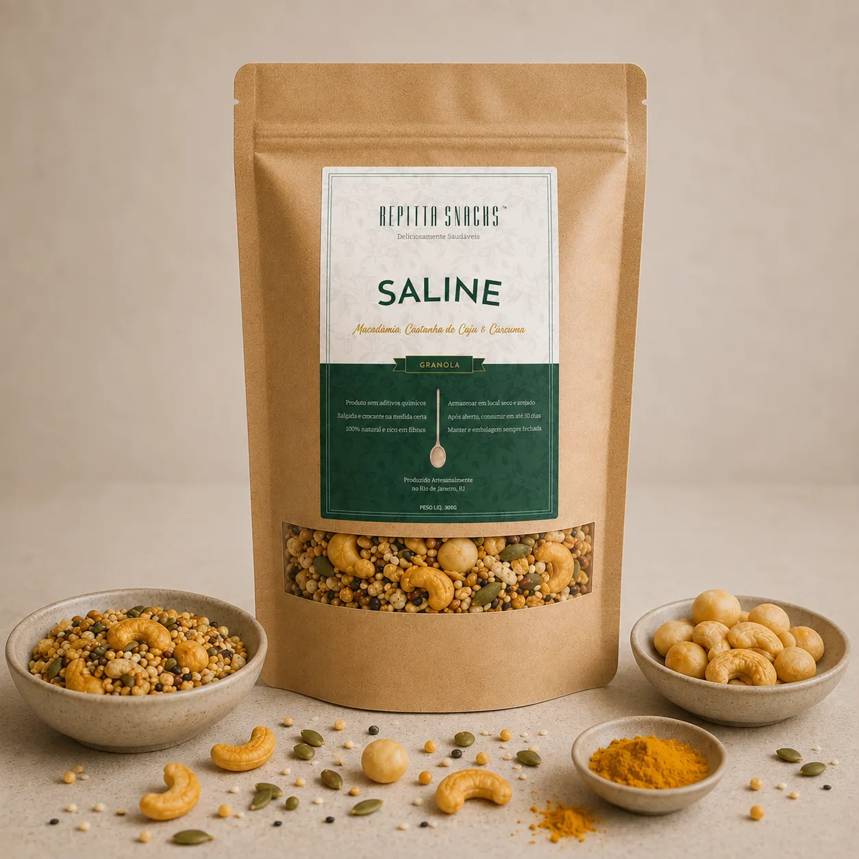 Repitta snacks rotulo granola saline ingredientes