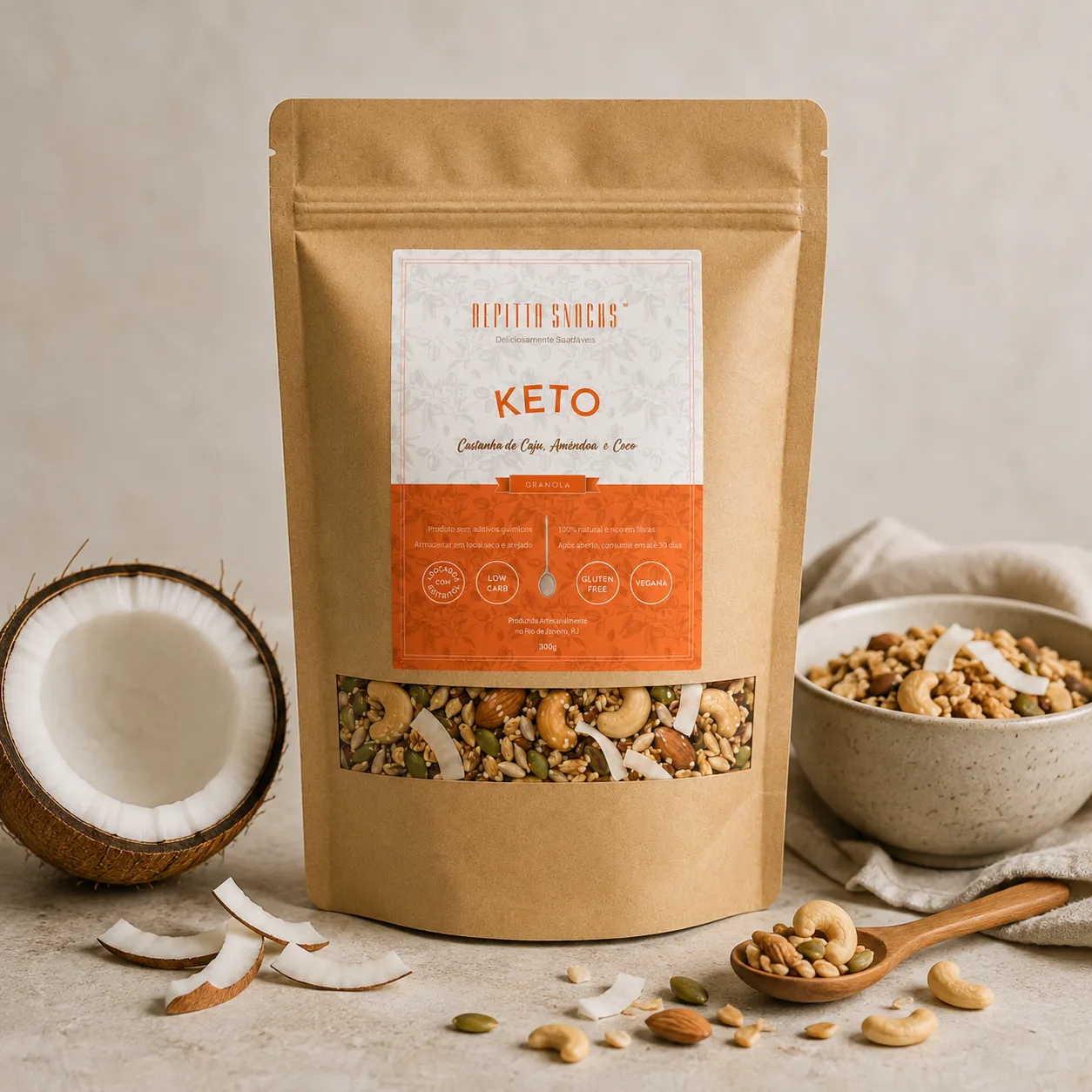 Repitta snacks rotulo granola keto ingredientes
